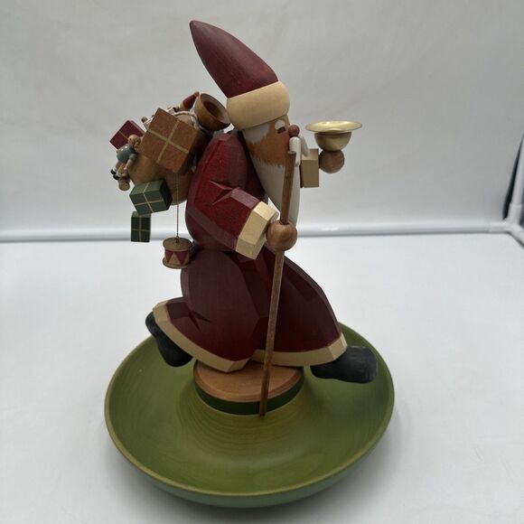 Kathe Wohlfahrt German Wood Santa Father Christmas w Bag of Toys Candleholder12” - Picture 1 of 8